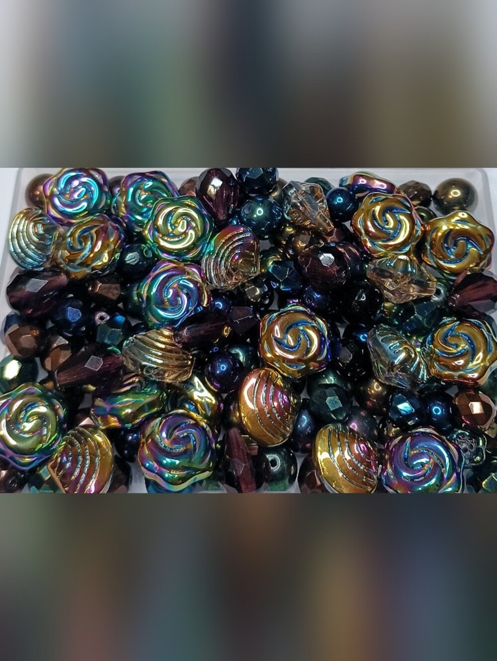 Czech Glass oil spil loose bead mix 130pcs +